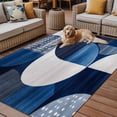 thumbnail image 2 of Fsddascl Navy Blue Boho Outdoor Rug for Patio/Deck/Porch, Non-Slip Large Area Rug 5 x 8 Ft, White Circle Abstract Art Indoor Outdoor Rugs Washable Area Rugs, Reversible Camping Rug Carpet Runner, 2 of 5