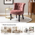 thumbnail image 6 of Modern Velvet Armless Accent Chair Upholstered Button Single Sofa Wooden Legs Home Bedroom Red, 6 of 9
