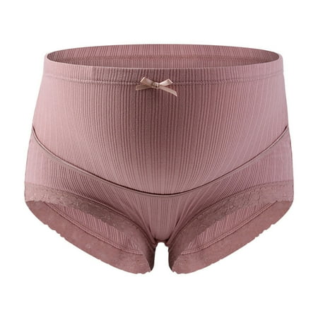 XIEULQP Women Panties Women s Cotton Under the Bump Maternity Panties Lace Trim Pregnancy Underwear Maternity Panties Boxer Shorts for Women Watermelon Red XXL