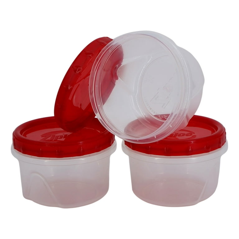 6 Pack Ziploc Twist 'N Loc Small Round Food Storage Container Pint Red Lid  Holiday Limited Edition 