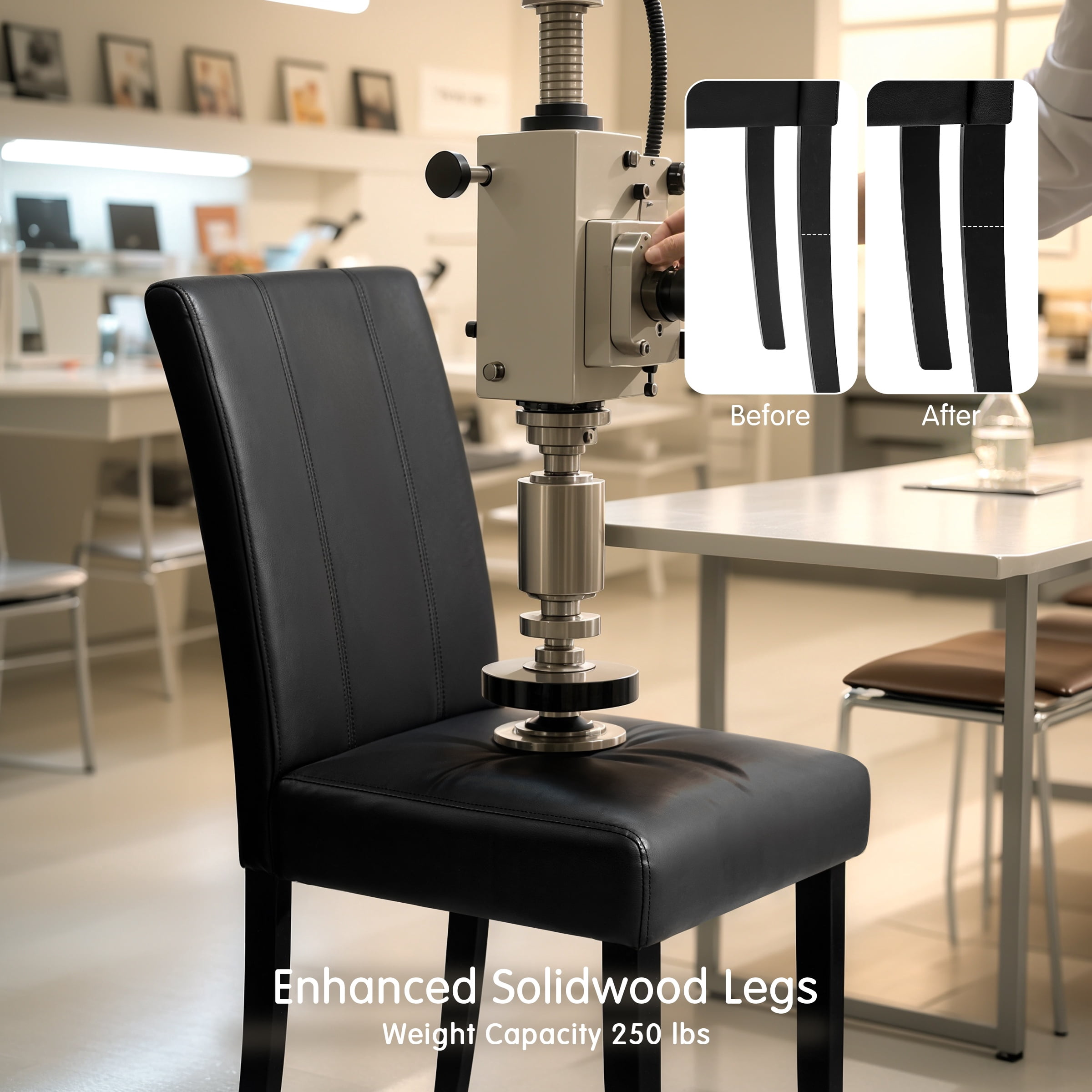 Modern Faux Leather Dining Chairs Set of 2 for Dining Room, Upholstered Parsons Chairs, Black