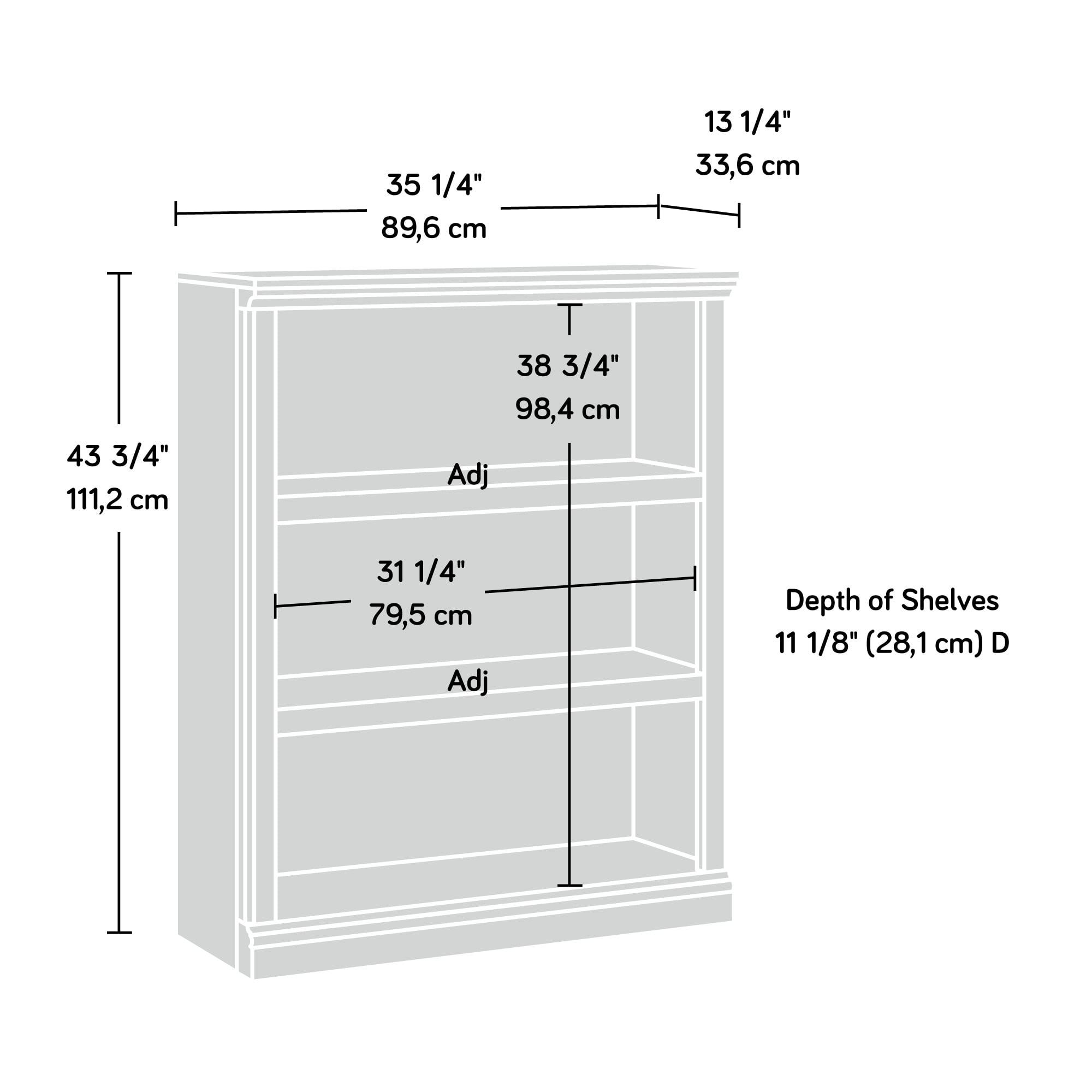 Sauder Select Engineered Wood 3 Shelf Bookcase in Jamocha Wood/Black Finish