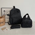 thumbnail image 5 of EDFRWWS 3Pcs Nylon Polka Dot Bow Backpack with Lunch Box And Pencil Case Students Bookbags Sets Large Capacity (Black), 5 of 9