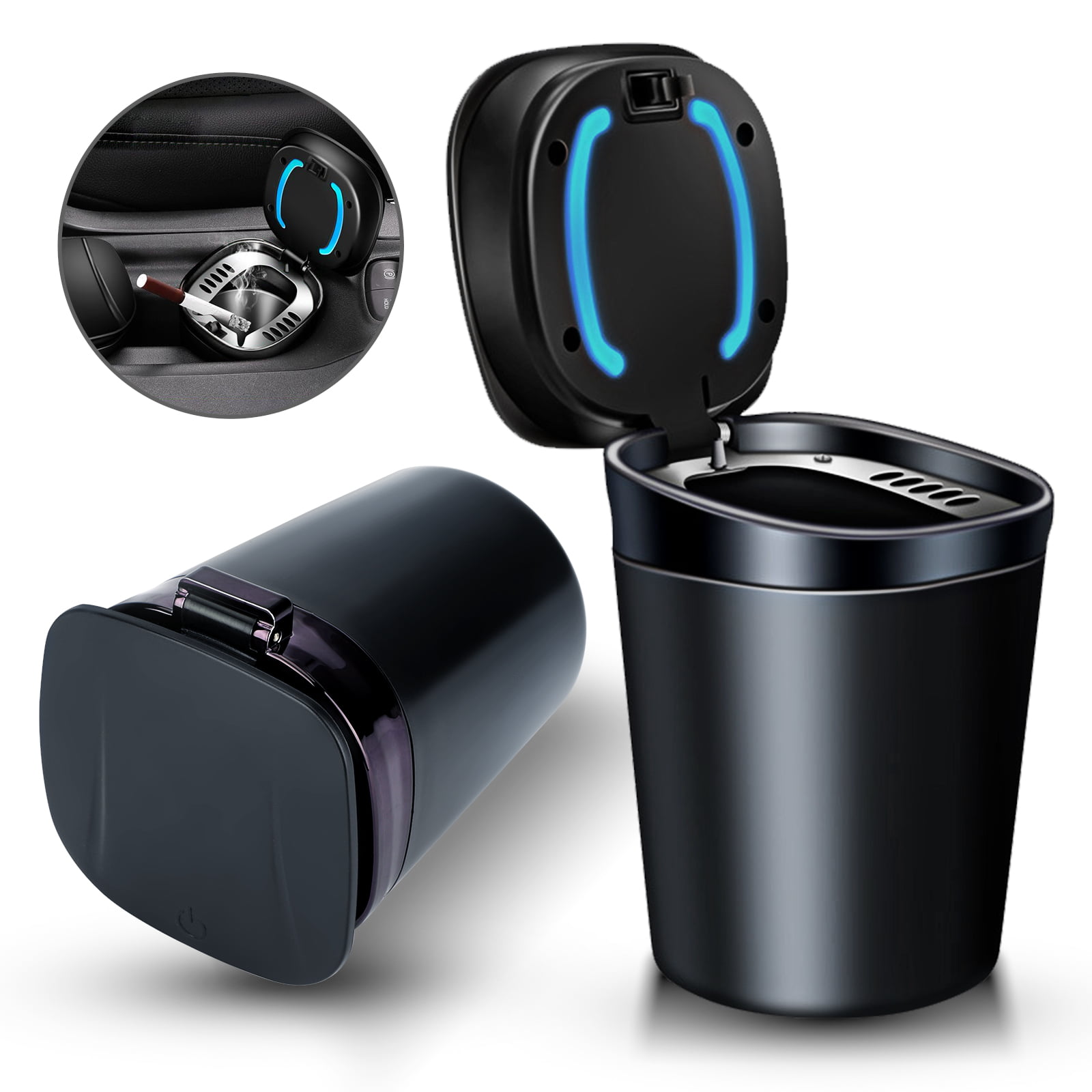 Home Use car ashtray with lid smell proof,smokeless ashtray Windproof for Outdoor Travel Mini Car Trash Can Ashtray with lid Detachable Coffee Cup Design Plastic Smokeless Ashtray for Car,Portable Ashtray for Car 