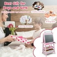 thumbnail image 4 of Costway Kids Art Easel Double Sided Chalkboard Magnetic Whiteboard with Storage Tray Pink, 4 of 10
