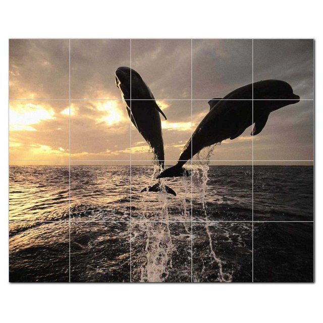 Dolphin Picture Ceramic Tile Mural Kitchen Backsplash Bathroom Shower, 404719-L5
