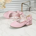 thumbnail image 6 of Fjofpr Toddler Girls Sandals Size 10 Girls' Leather Shoes Fashionable And Versatile Elegant Dance Shoes Pearl Bow Princess Style Temperament Women's Children's Leather Shoes High Heels, 6 of 7