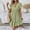 Green, variant on FengLS Womens Sundresses Fashion V-Neck Short Sleeves Mini Dresses Solid Cotton-Linen Loose Ruffled Hem Dresses for Beach Vacation