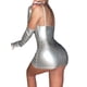 thumbnail image 5 of TRKIYQC, vestido ceñido al cuerpo de cuero PU para mujer, vestido de tirantes sin mangas de corte bajo con cuello en V de Color sólido, vestido de fiesta sin espalda fruncido con cordón de verano TRKIYQC moda, 5 of 8