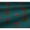 thumbnail image 4 of oneOone Cotton Jersey Dark Teal Green Fabric Floral Block Craft Projects Decor Fabric Printed By The Yard 58 Inch Wide, 4 of 4