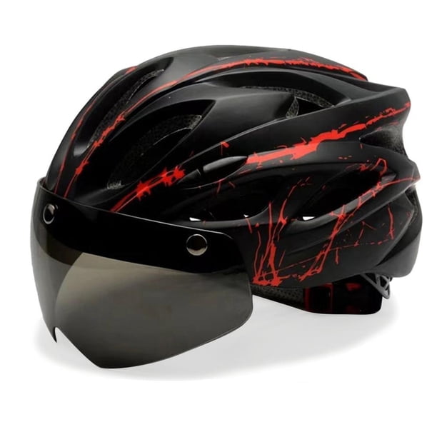 Casco de bicicleta Ciclismo portátil Ciclismo Saft Cascos para hombres Mujeres (Negro Rojo)