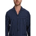 thumbnail image 4 of Apparonia Conjunto de Pijamas para Hombre de Algodón con Cuello con Muesca Pijamas para Hombre de Manga Larga Ropa de Dormir para Hombre con Bolsillos y Frente Fly Rayas Azul Oscuro L, 4 of 7