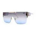 thumbnail image 3 of Rimless Flat Top Shield Side Visor Metal Rim Sunglasses Gold Black Blue, 3 of 5