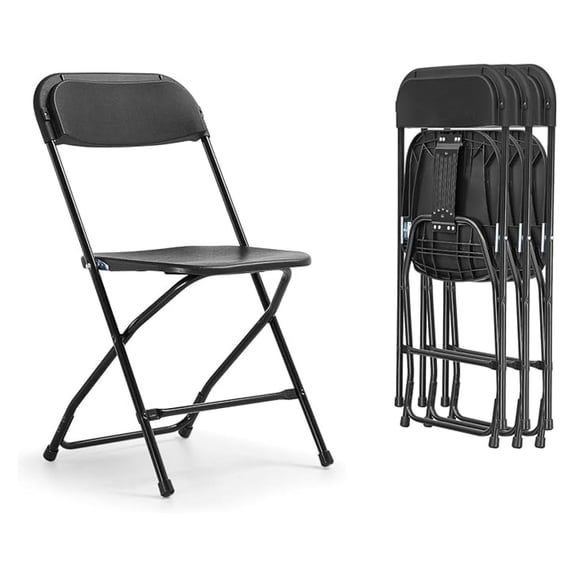 Folding Chairs 4 Pack, 550LBS Capacity Heavy Duty Plastic Folding Chairs with Reinforced Steel Frame, Portable Chair for Indoor and Outdoor, Wedding, Party, Office, Black