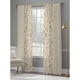 thumbnail image 3 of Japanese Sheer Curtains 96 Inch Length 2 Panels Set, Beige Farmhouse Retro Floral Leaf Pattern Voile Window Treatment Semi Sheer Long Curtains Drapes for Bedroom/Living Room/Kitchen 52"x96"x2, 3 of 7