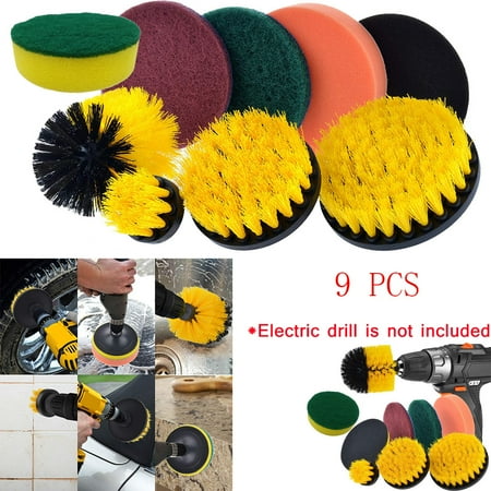 

Leylayray Drill Brush Scrub Pads 9 Piece Power Cleaning Kit All Purpose Cleaner Scrubbing Cordless Drill for Cleaning Pool Portable