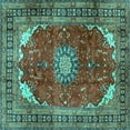 thumbnail image 1 of Ahgly Company Indoor Square Medallion Turquoise Blue Traditional Area Rugs, 4' Square, 1 of 4