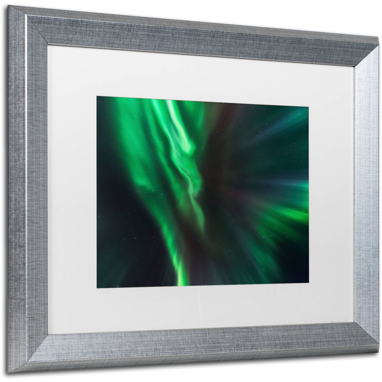 Trademark Fine Art "Lights of Gods" Canvas Art by Mathieu Rivrin, White Matte, Silver Frame