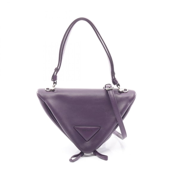 Pre-Owned Prada Triangle 2-Way Handbag, Leather, Women's, Purple, 1BA315