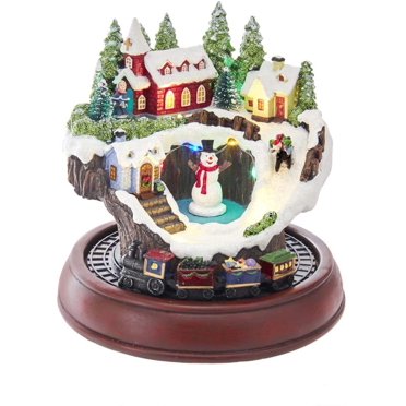 Kurt Adler Musical LED Village With Santa And Deer - 11-Inch Battery Operated Christmas Table Decoration, Plays 8 Tunes