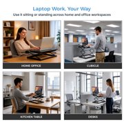 CD4 Adjustable Laptop Standing Desk Converter with 4 Heights, Tilting Platform and Level Mouse Pad, Black