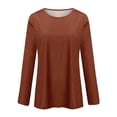 thumbnail image 4 of Topvent Women's Loose Casual Casual Long Sleeve Round Neck Collar Solid Color T-Shirt Top, 4 of 5
