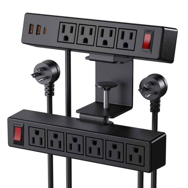 Abrazadera de escritorio Power Strip VILONG 13 en 1 con enchufes de 10 AC y USB