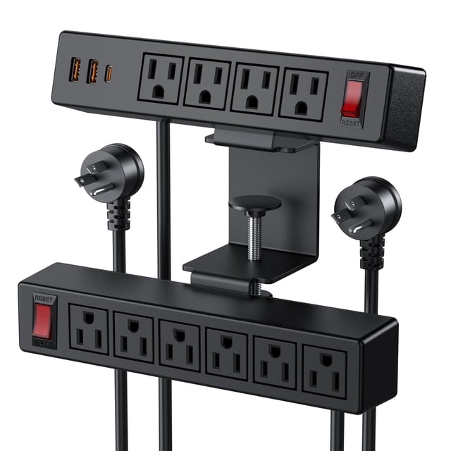 Abrazadera de escritorio Power Strip VILONG 13 en 1 con enchufes de 10 AC y USB