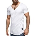 thumbnail image 2 of TOOYOU Men's T-Shirt Plus Size V Neck Short Sleeves Solid Color Summer Shirt Mens Casual Everyday Tees White, 2 of 3
