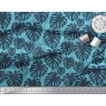 thumbnail image 3 of Soimoi Blue Viscose Chiffon Fabric Monstera Leaves Print Fabric by the Yard 42 Inch Wide, 3 of 3