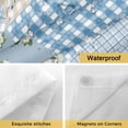 thumbnail image 3 of No Hook Blue Floral Shower Curtain with Snap in Liner Set, Spring Flowers Plants Patchwork Grid Bohemia Waterproof Fabric Bathroom Curtains with See Through Top Window, Hotel Style Stall 54 x 78 Inch, 3 of 6