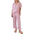 thumbnail image 1 of Conjunto de pijama COZYPOIN ropa de cama para maternidad de algodón a cuadros vichy, 1 of 7