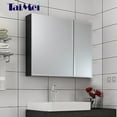 thumbnail image 2 of Taimei DIY Wall 2-Door Frameless Mirror Medicine Cabinet 30" Wx26" Hx4.5/8” D with Beveled Edges, Color Black, Bathroom Mirror Cabinet with Adjustable 2 Glass Shelves, Storage Cabinet by FOCA US, 2 of 8