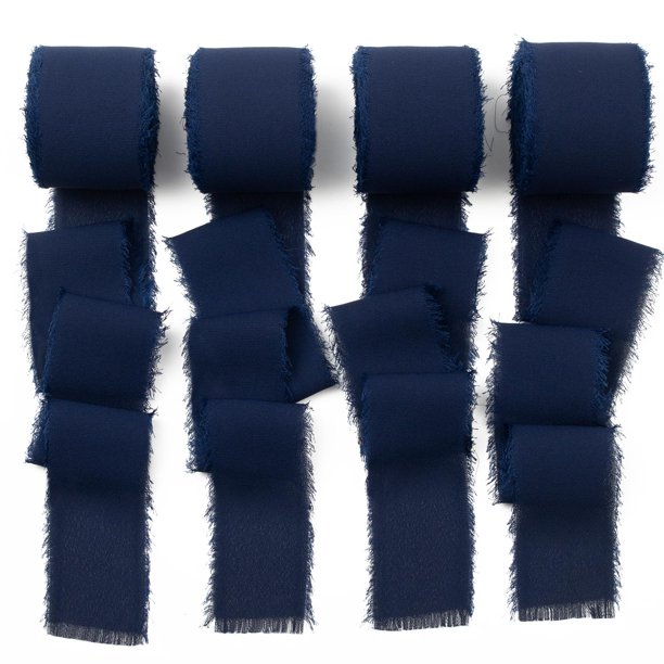 Cinta decorativa Mlurcu de chifón azul marino, 3,8 cm x 36,5 m