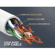 Cable Leader Slim Cat6a Ethernet Cable 25 ft - White | Cat 6a Slim RJ45 LAN Patch Cord, UTP