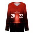 thumbnail image 4 of Pntutb Moda Mujer Cuello en V Camiseta de manga larga Otoño Impresión Chirstmas Blusa suelta tops Sudadera Pntutb Pntutb-5049, 4 of 5