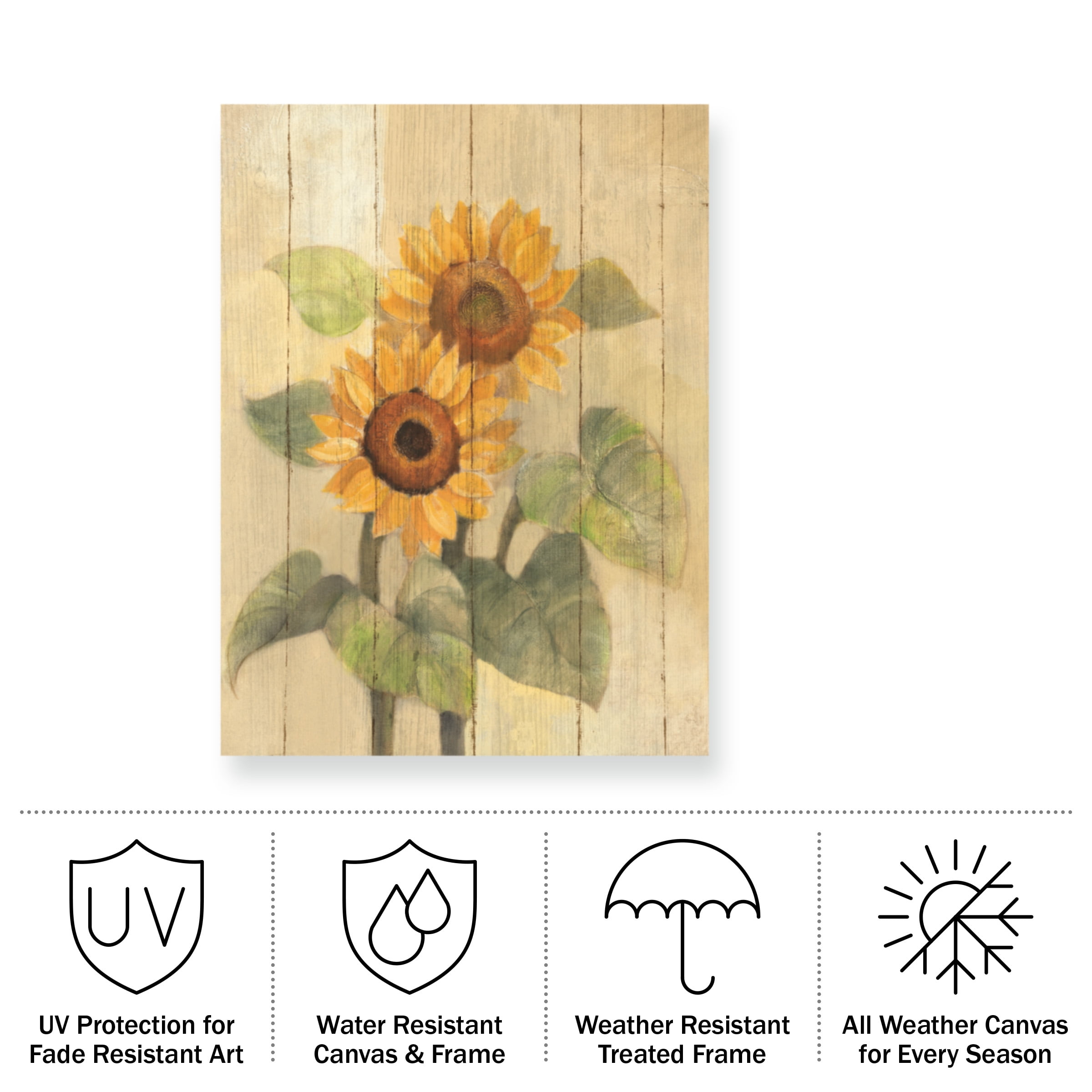 Albena Hristova 'Summer Sunflowers I On Barn Board' Outdoor Canvas 24x22