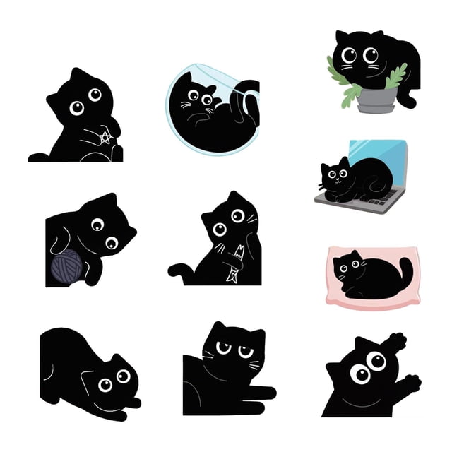 10 Piezas Marcador de Páginas Gato Clips para Libros Separadores con Ilustraciones Bonitas Antideslizantes Adecuado para Profesores Lectores Oficina Librería 5cm