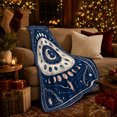 thumbnail image 3 of Celestial Zodiac Sun Face Illustration Mystical Blue, Festive Holiday Scene, Warm Flannel Blanket for Living Room and Reading Nook, Art Lovers Christmas Gift, Festive Home Decor, 3 of 9