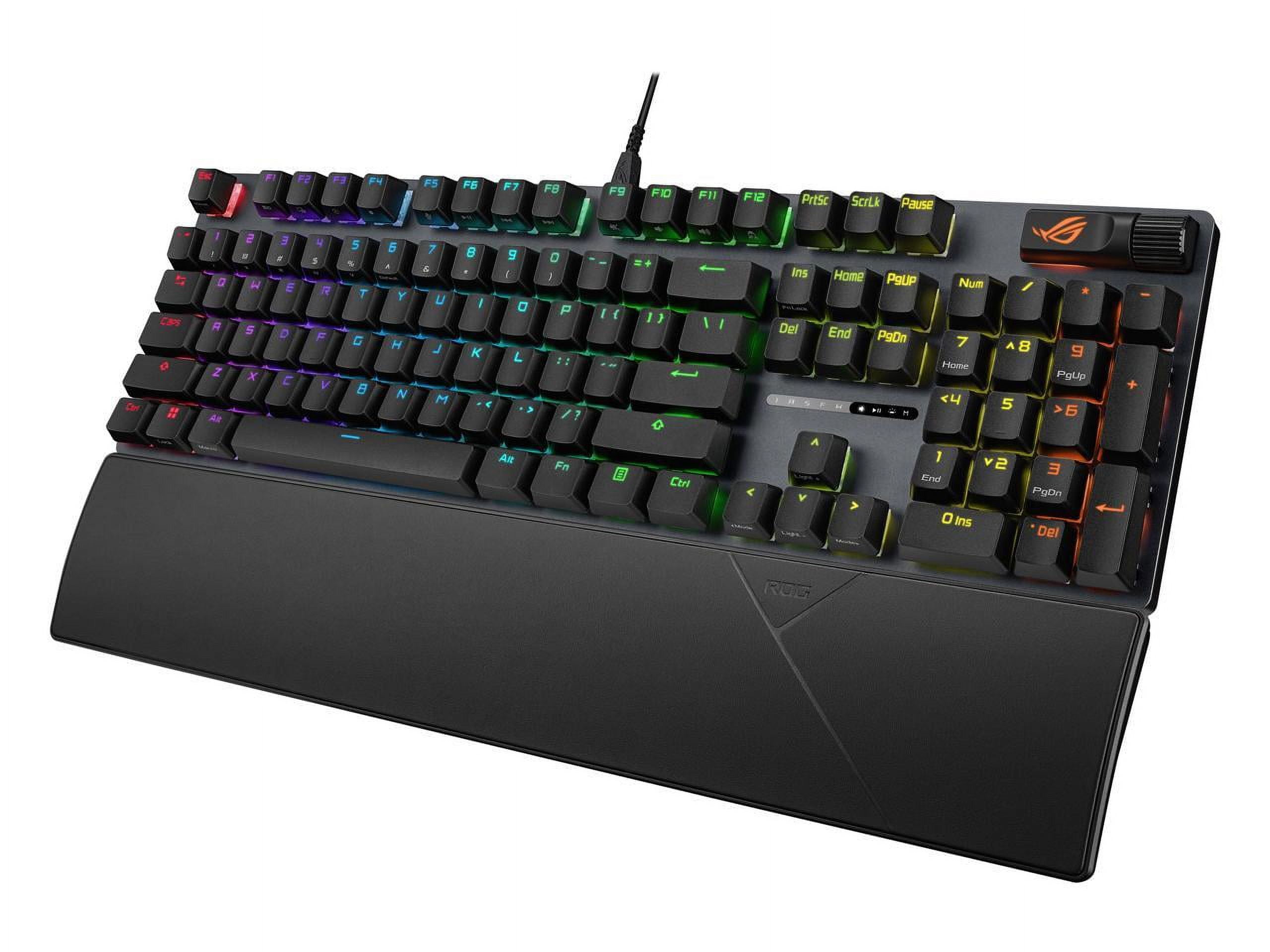 ASUS ROG Strix Scope II RX Gaming Keyboard, IP57, Dampening Foam, Pre-lubed ROG RX Red Optical Switches, PBT Keycaps, multi-function controls, Xbox Game Bar function hotkeys, RGB-Black