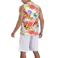 thumbnail image 5 of Gaeub Flowers And Birds Watercolor Men's Mesh Basketball Jersey, Quick-Drying Sleeveless Top S-4XL, Loose Muscle Tank Top -3X-Large, 5 of 9