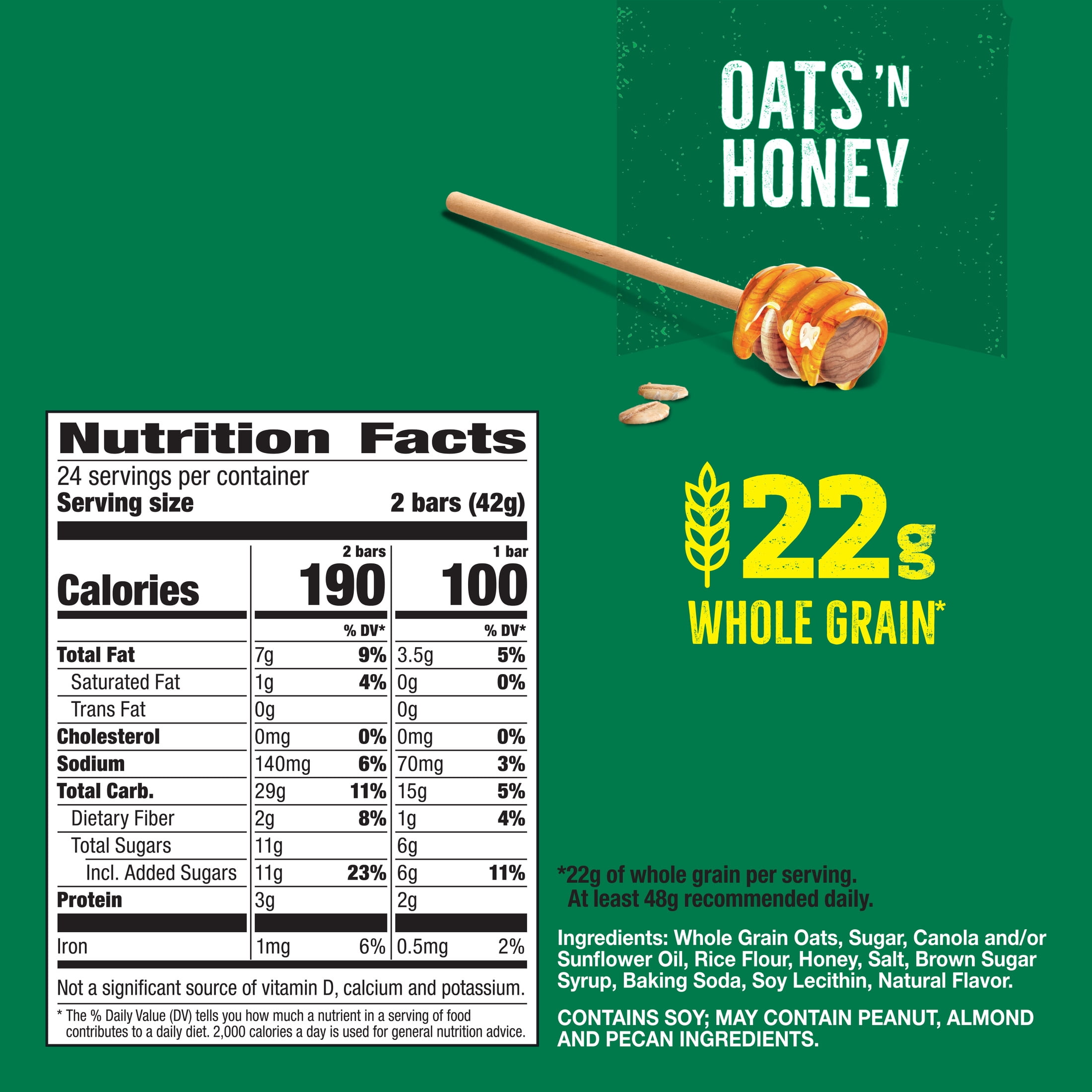 (6 pack) Nature Valley Crunchy Granola Bars, Oats 'n Honey, 48 Count, 35.76 oz (24 Pouches)
