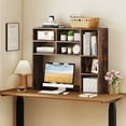 thumbnail image 2 of Costway Desktop Bookshelf Desk Storage Hutch with 7 Open Cubbies & 3 Adjustable Shelves Brown, 2 of 10