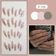 thumbnail image 2 of Wearable Silver Stripes Y2k False Nails Long Almond Round Fashion Nail Tips Press On With Silver Beads Designs Fake Nails Art, 2 of 5