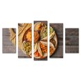 thumbnail image 1 of Juego de Cuadros Decorativos, Tacos de Guisado Mexicanos, Estilo Casero y Tradicional, 5 Piezas, Ideal para Cocina y Fonda, 150x80cm, 1 of 5