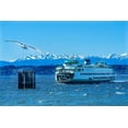 thumbnail image 2 of Perry, William 24x17 White Modern Wood Framed Museum Art Print Titled - Seagull and Washington State Ferry-Olympic Mountains-Edmonds-Washington State, 2 of 4