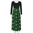 thumbnail image 4 of Vestido largo de manga larga con cuello redondo y estampado navideño para mujer Pompotops  hdfakjf5592, 4 of 6