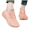 thumbnail image 5 of Womens Sneakers Breathable Knitted Slip on Soft Sole Tennis Shoes Comfortable Lace up Antislip Solid Color Sneakers Pink Size 8.5, 5 of 6