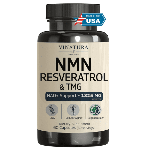 VINATURA NMN Complex Supplement 1325MG - NMN 1000mg with Resveratrol and TMG, Support NAD , 60 Capsules