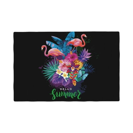 

Table Placemats Set of 4 - Tropical Summer with Flamingos 12x18 In Faux Linen Double Heat Resistant Place Mats Cloth Indoor/Outdoor Placemats Washable Table Mats for Dining Kitchen Party